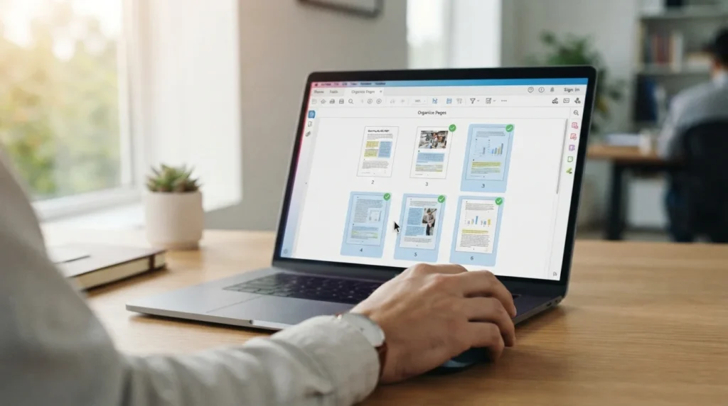 Selecting page thumbnails to extract from a PDF
