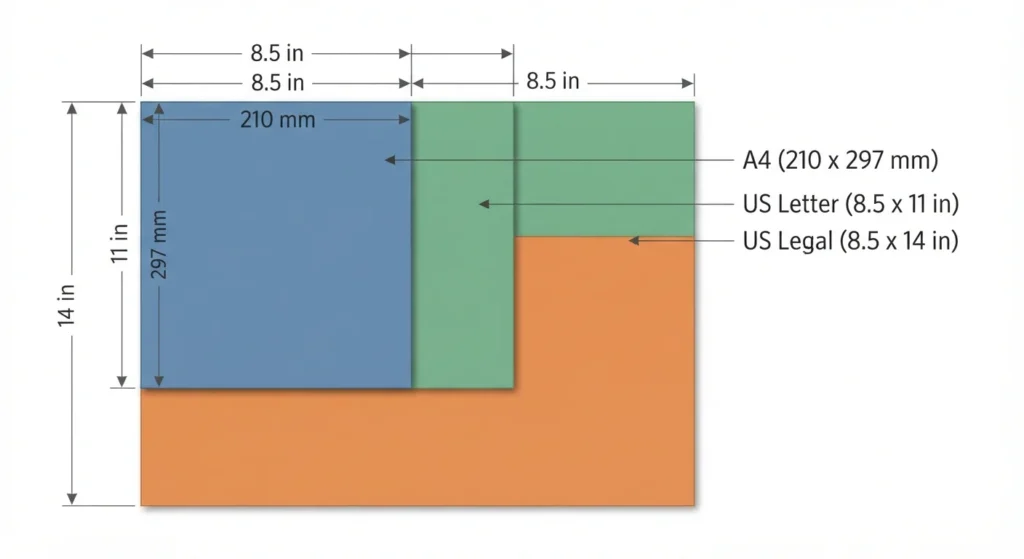 A4 vs US Letter paper size comparison