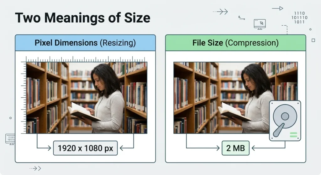 difference between resize and compress image